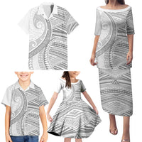 American Samoa White Sunday Family Matching Puletasi and Hawaiian Shirt Polynesian Lotu Tamaiti LT9 - Polynesian Pride