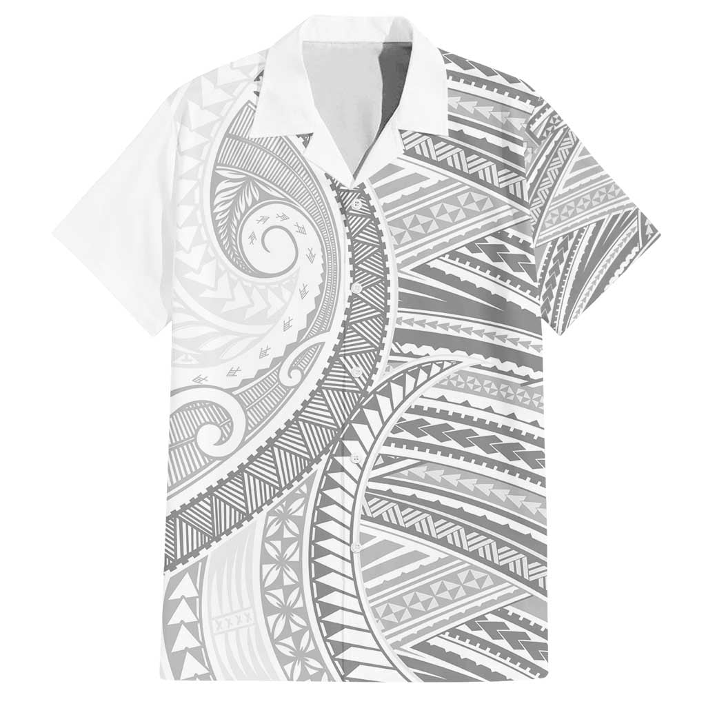 American Samoa White Sunday Family Matching Puletasi and Hawaiian Shirt Polynesian Lotu Tamaiti LT9 Dad's Shirt - Short Sleeve White - Polynesian Pride