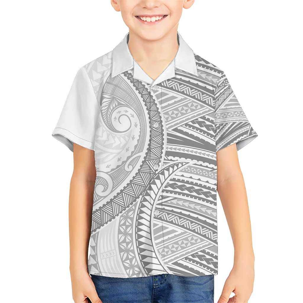 American Samoa White Sunday Family Matching Short Sleeve Bodycon Dress and Hawaiian Shirt Polynesian Lotu Tamaiti LT9 Son's Shirt White - Polynesian Pride