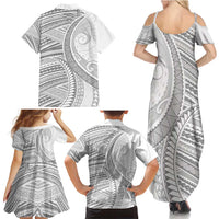 American Samoa White Sunday Family Matching Summer Maxi Dress and Hawaiian Shirt Polynesian Lotu Tamaiti LT9 - Polynesian Pride