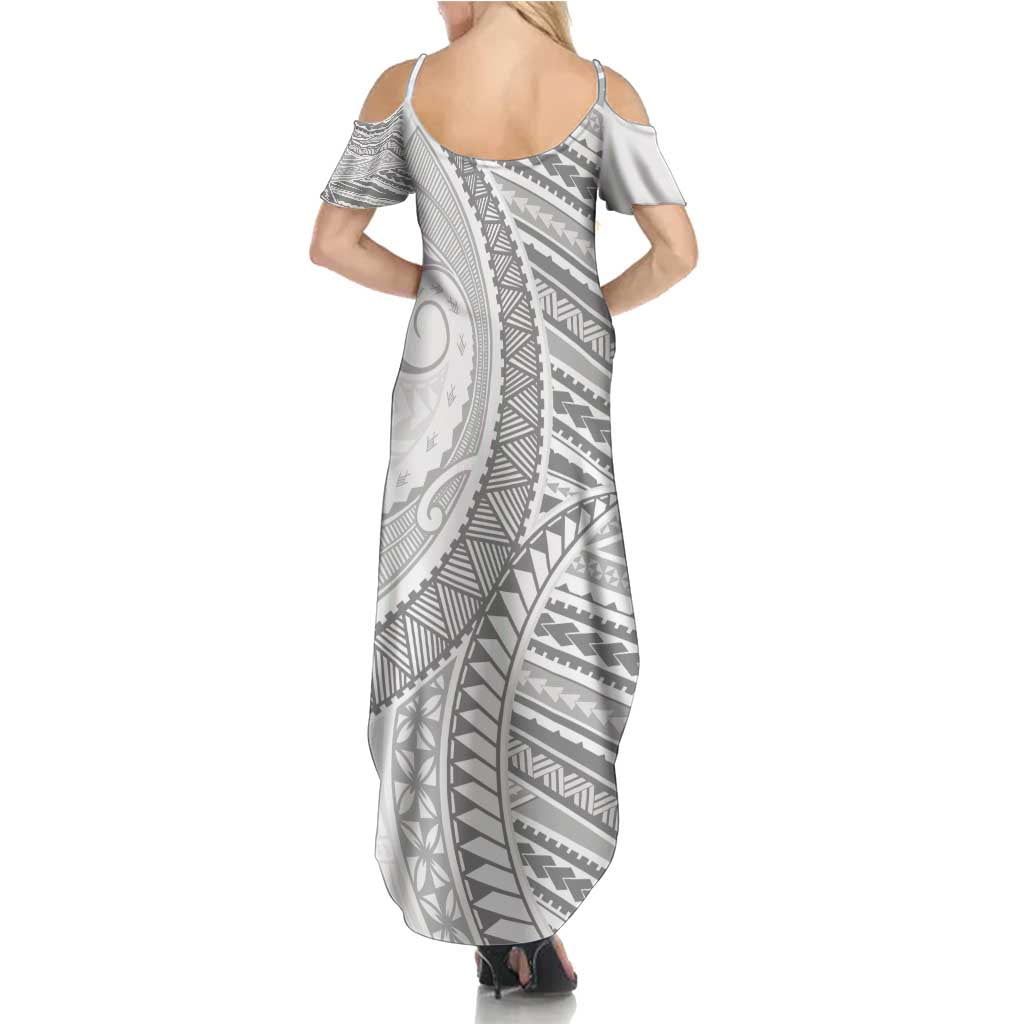 American Samoa White Sunday Family Matching Summer Maxi Dress and Hawaiian Shirt Polynesian Lotu Tamaiti LT9 - Polynesian Pride