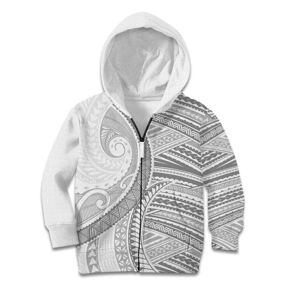 American Samoa White Sunday Kid Hoodie Polynesian Lotu Tamaiti LT9 Zip Hoodie White - Polynesian Pride