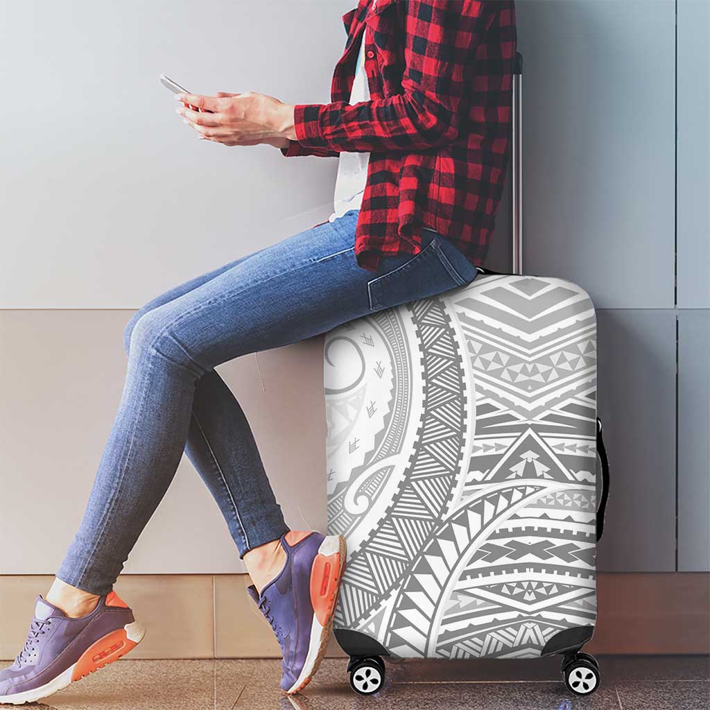 American Samoa White Sunday Luggage Cover Polynesian Lotu Tamaiti - Polynesian Pride