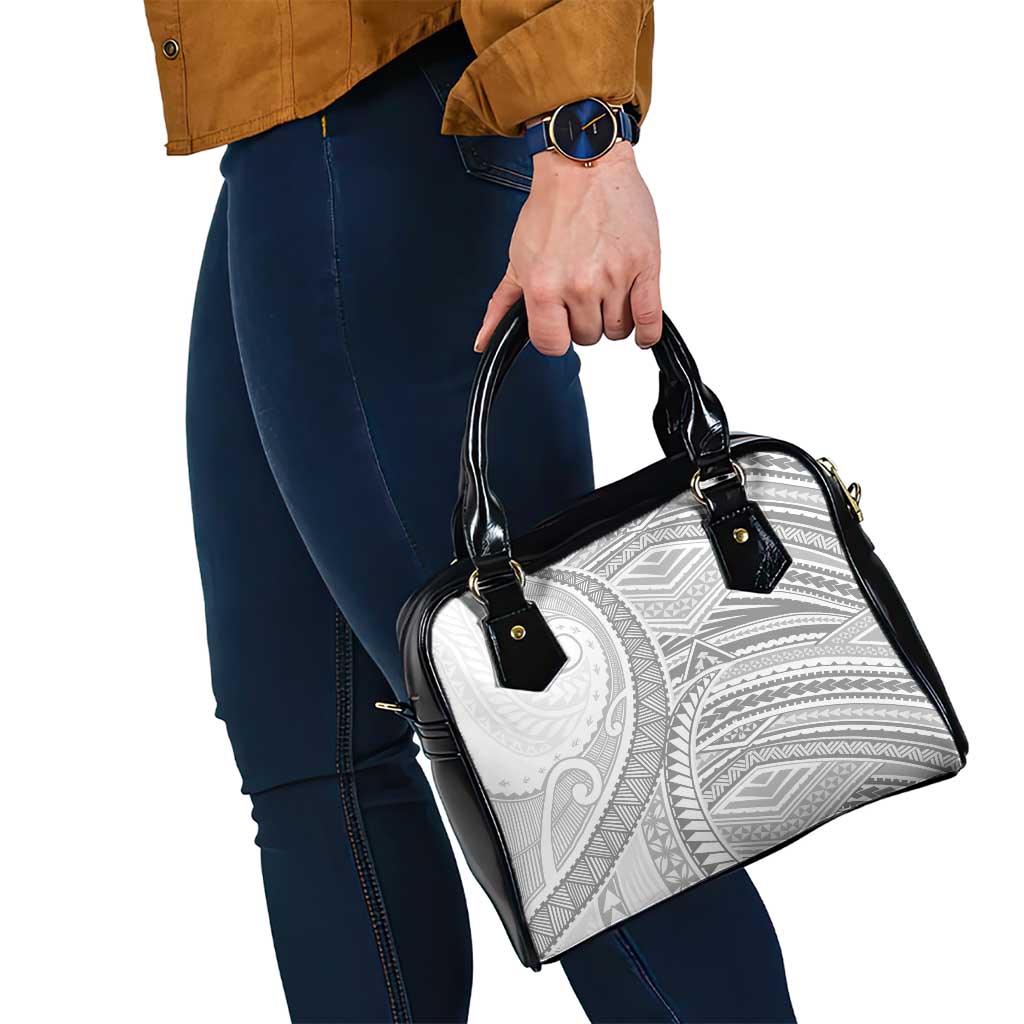 American Samoa White Sunday Shoulder Handbag Polynesian Lotu Tamaiti - Polynesian Pride
