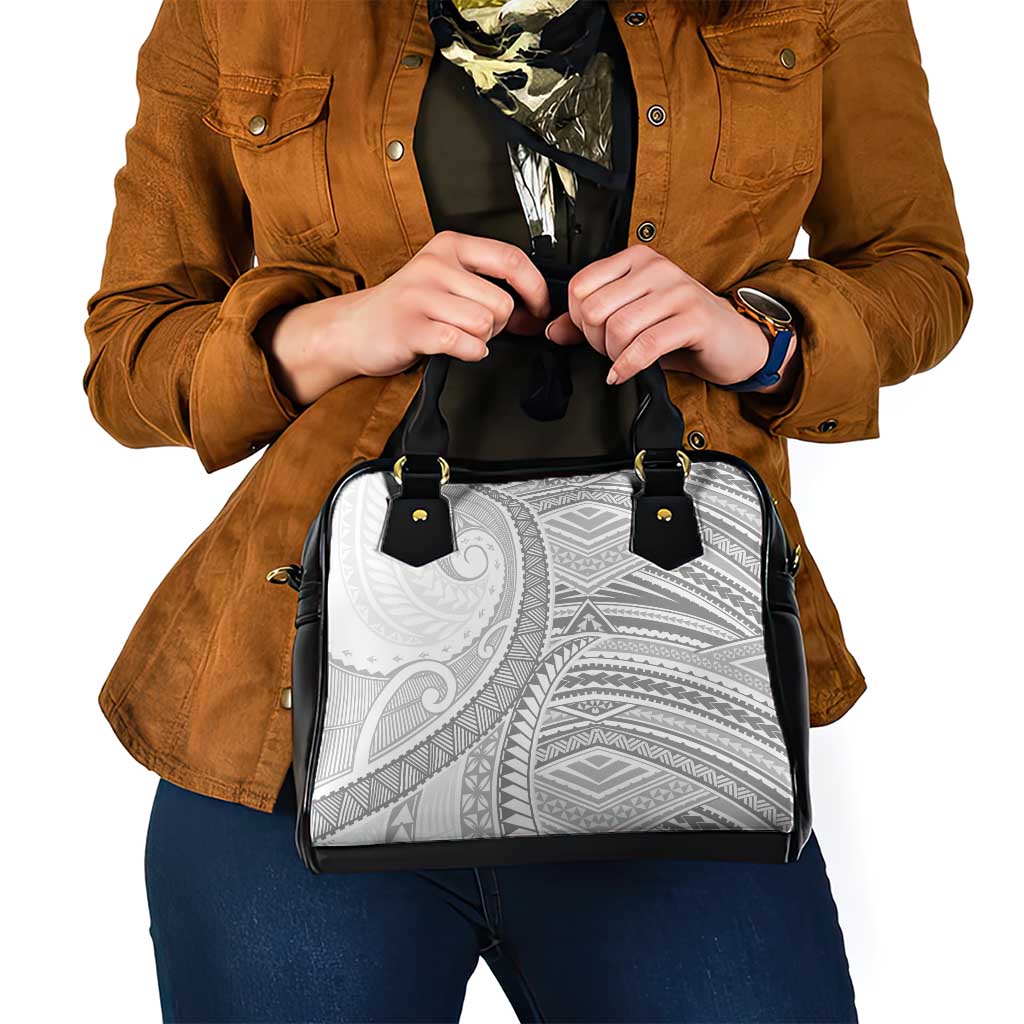 American Samoa White Sunday Shoulder Handbag Polynesian Lotu Tamaiti - Polynesian Pride