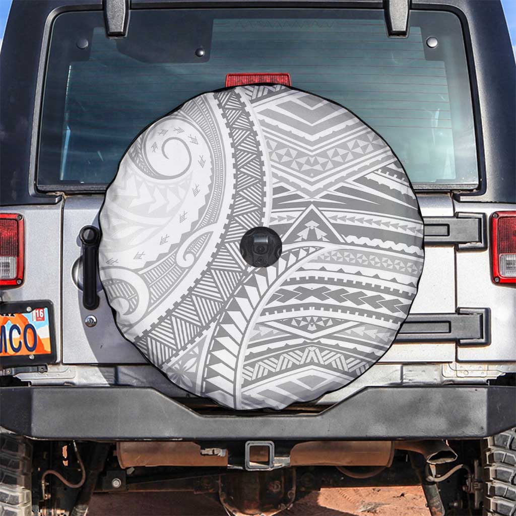 American Samoa White Sunday Spare Tire Cover Polynesian Lotu Tamaiti - Polynesian Pride