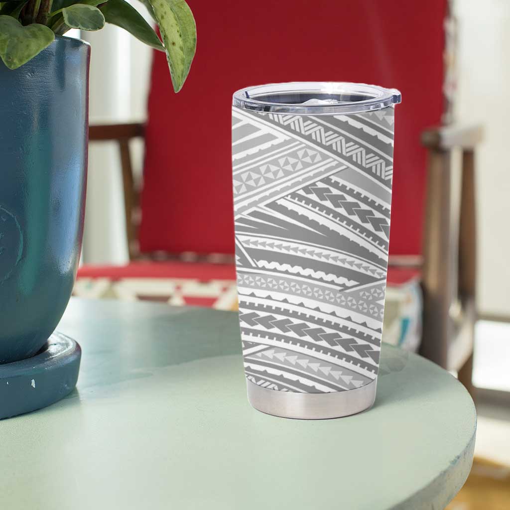 American Samoa White Sunday Tumbler Cup Polynesian Lotu Tamaiti - Polynesian Pride
