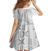 Niue White Sunday Family Matching Long Sleeve Bodycon Dress and Hawaiian Shirt Niuean Lotu Tamaiti Hiapo Pattern LT9 - Polynesian Pride