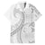 Niue White Sunday Family Matching Off The Shoulder Long Sleeve Dress and Hawaiian Shirt Niuean Lotu Tamaiti Hiapo Pattern - Polynesian Pride