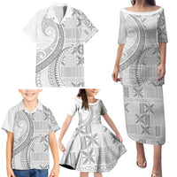 Niue White Sunday Family Matching Puletasi and Hawaiian Shirt Niuean Lotu Tamaiti Hiapo Pattern LT9 - Polynesian Pride