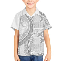 Niue White Sunday Family Matching Puletasi and Hawaiian Shirt Niuean Lotu Tamaiti Hiapo Pattern LT9 Son's Shirt White - Polynesian Pride