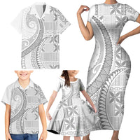 Niue White Sunday Family Matching Short Sleeve Bodycon Dress and Hawaiian Shirt Niuean Lotu Tamaiti Hiapo Pattern LT9 - Polynesian Pride