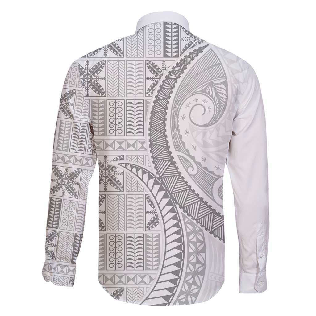 Niue White Sunday Family Matching Summer Maxi Dress and Hawaiian Shirt Niuean Lotu Tamaiti Hiapo Pattern LT9 - Polynesian Pride
