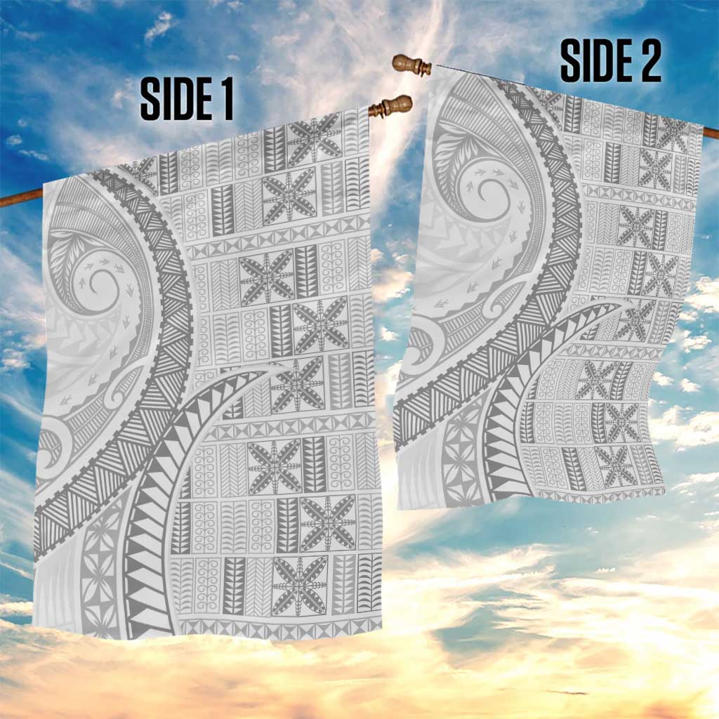 Niue White Sunday Garden Flag Niuean Lotu Tamaiti Hiapo Pattern LT9 - Polynesian Pride