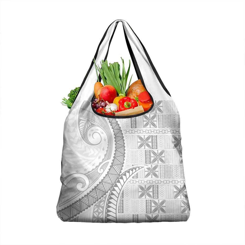 Niue White Sunday Grocery Bag Niuean Lotu Tamaiti Hiapo Pattern LT9 1-pack One Size White - Polynesian Pride