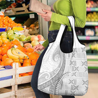Niue White Sunday Grocery Bag Niuean Lotu Tamaiti Hiapo Pattern LT9 - Polynesian Pride