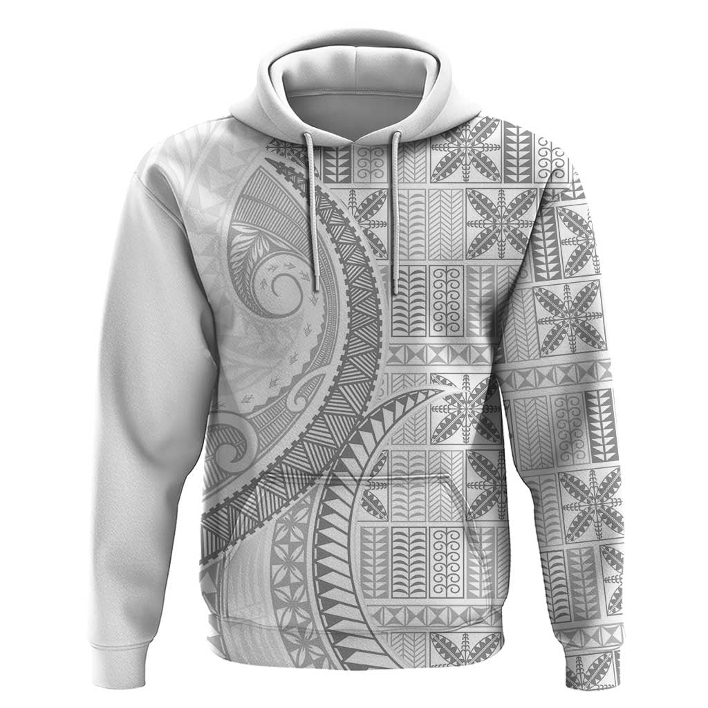 Niue White Sunday Hoodie Niuean Lotu Tamaiti Hiapo Pattern - Polynesian Pride