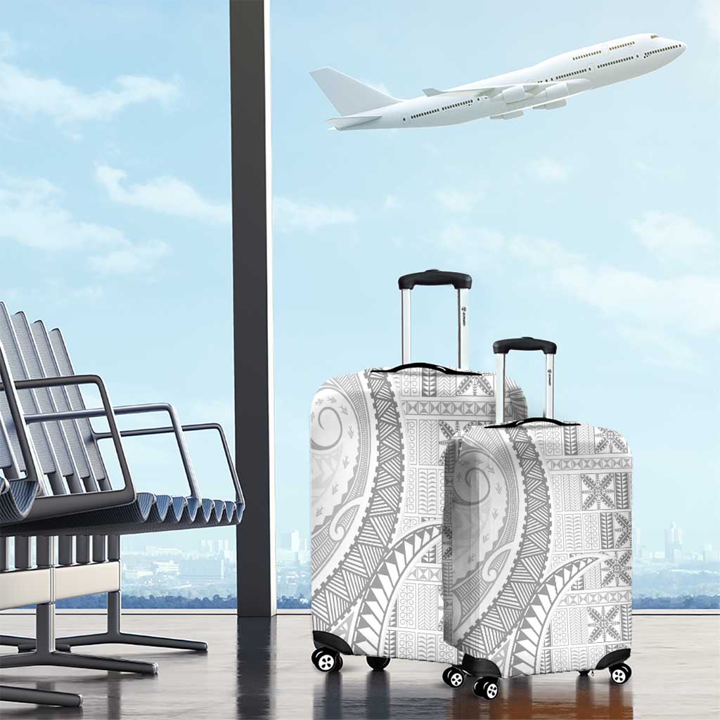Niue White Sunday Luggage Cover Niuean Lotu Tamaiti Hiapo Pattern - Polynesian Pride