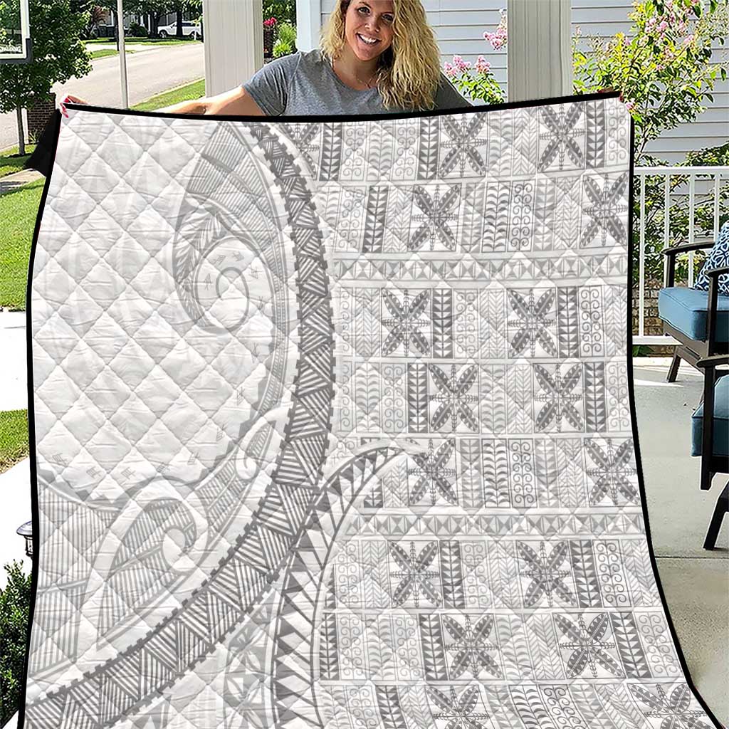 Niue White Sunday Quilt Niuean Lotu Tamaiti Hiapo Pattern LT9 White - Polynesian Pride