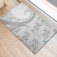 Niue White Sunday Rubber Doormat Niuean Lotu Tamaiti Hiapo Pattern LT9 - Polynesian Pride