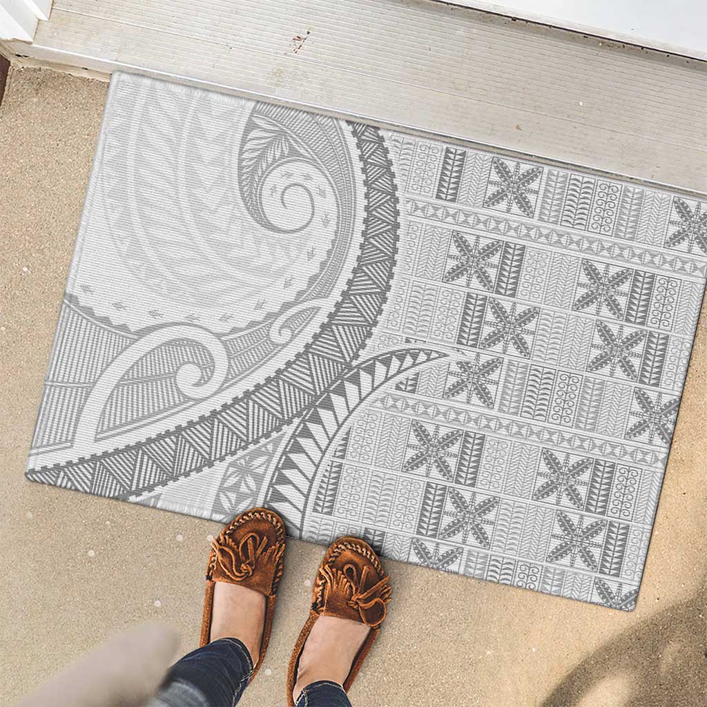 Niue White Sunday Rubber Doormat Niuean Lotu Tamaiti Hiapo Pattern LT9 - Polynesian Pride