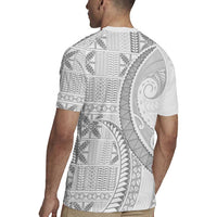 Niue White Sunday Rugby Jersey Niuean Lotu Tamaiti Hiapo Pattern LT9 - Polynesian Pride