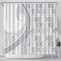 Niue White Sunday Shower Curtain Niuean Lotu Tamaiti Hiapo Pattern LT9 - Polynesian Pride