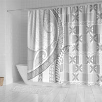 Niue White Sunday Shower Curtain Niuean Lotu Tamaiti Hiapo Pattern LT9 - Polynesian Pride