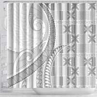 Niue White Sunday Shower Curtain Niuean Lotu Tamaiti Hiapo Pattern LT9 - Polynesian Pride