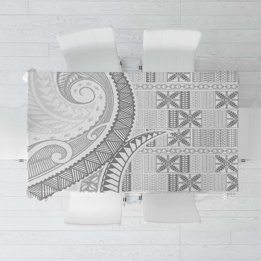 Niue White Sunday Tablecloth Niuean Lotu Tamaiti Hiapo Pattern LT9 White - Polynesian Pride