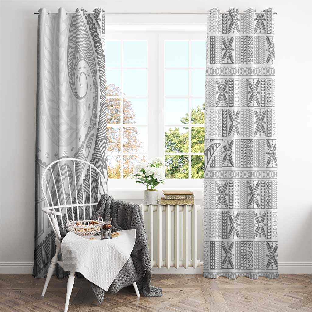 Niue White Sunday Window Curtain Niuean Lotu Tamaiti Hiapo Pattern - Polynesian Pride