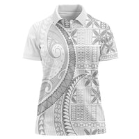 Niue White Sunday Women Polo Shirt Niuean Lotu Tamaiti Hiapo Pattern LT9 Female White - Polynesian Pride