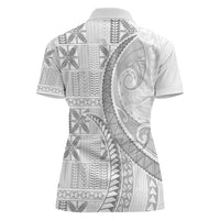 Niue White Sunday Women Polo Shirt Niuean Lotu Tamaiti Hiapo Pattern LT9 - Polynesian Pride