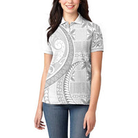 Niue White Sunday Women Polo Shirt Niuean Lotu Tamaiti Hiapo Pattern LT9 - Polynesian Pride