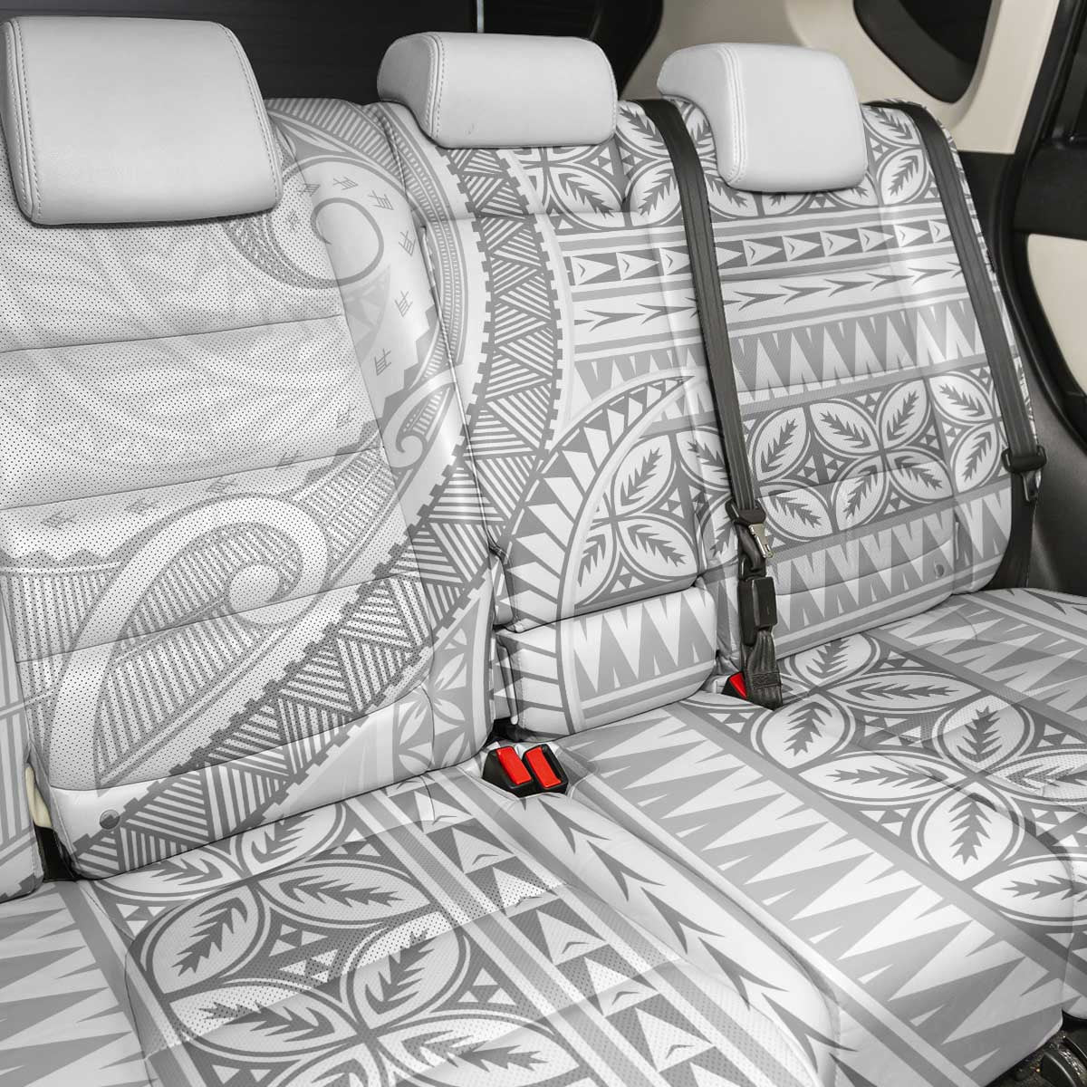 Polynesian White Sunday Back Car Seat Cover Lotu Tamaiti Melanesian Pattern LT9 - Polynesian Pride