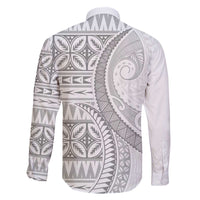 Polynesian White Sunday Family Matching Off The Shoulder Long Sleeve Dress and Hawaiian Shirt Lotu Tamaiti Melanesian Pattern LT9 - Polynesian Pride