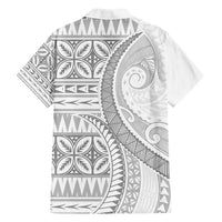 Polynesian White Sunday Family Matching Off Shoulder Maxi Dress and Hawaiian Shirt Lotu Tamaiti Melanesian Pattern LT9 - Polynesian Pride
