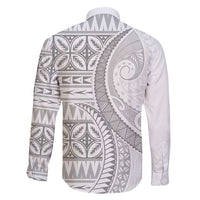 Polynesian White Sunday Family Matching Off Shoulder Maxi Dress and Hawaiian Shirt Lotu Tamaiti Melanesian Pattern LT9 - Polynesian Pride