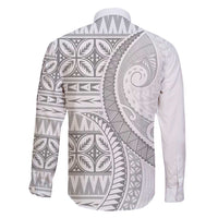 Polynesian White Sunday Family Matching Short Sleeve Bodycon Dress and Hawaiian Shirt Lotu Tamaiti Melanesian Pattern LT9 - Polynesian Pride
