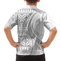 Polynesian White Sunday Family Matching Tank Maxi Dress and Hawaiian Shirt Lotu Tamaiti Melanesian Pattern LT9 - Polynesian Pride