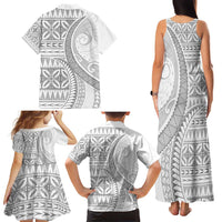 Polynesian White Sunday Family Matching Tank Maxi Dress and Hawaiian Shirt Lotu Tamaiti Melanesian Pattern LT9 - Polynesian Pride