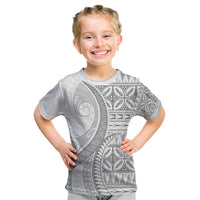 Polynesian White Sunday Kid T Shirt Lotu Tamaiti Melanesian Pattern LT9 White - Polynesian Pride