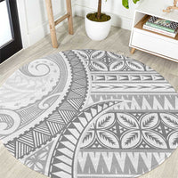 Polynesian White Sunday Round Carpet Lotu Tamaiti Melanesian Pattern LT9 White - Polynesian Pride