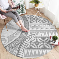 Polynesian White Sunday Round Carpet Lotu Tamaiti Melanesian Pattern LT9 - Polynesian Pride
