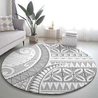 Polynesian White Sunday Round Carpet Lotu Tamaiti Melanesian Pattern LT9 - Polynesian Pride