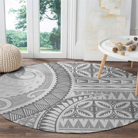 Polynesian White Sunday Round Carpet Lotu Tamaiti Melanesian Pattern LT9 - Polynesian Pride