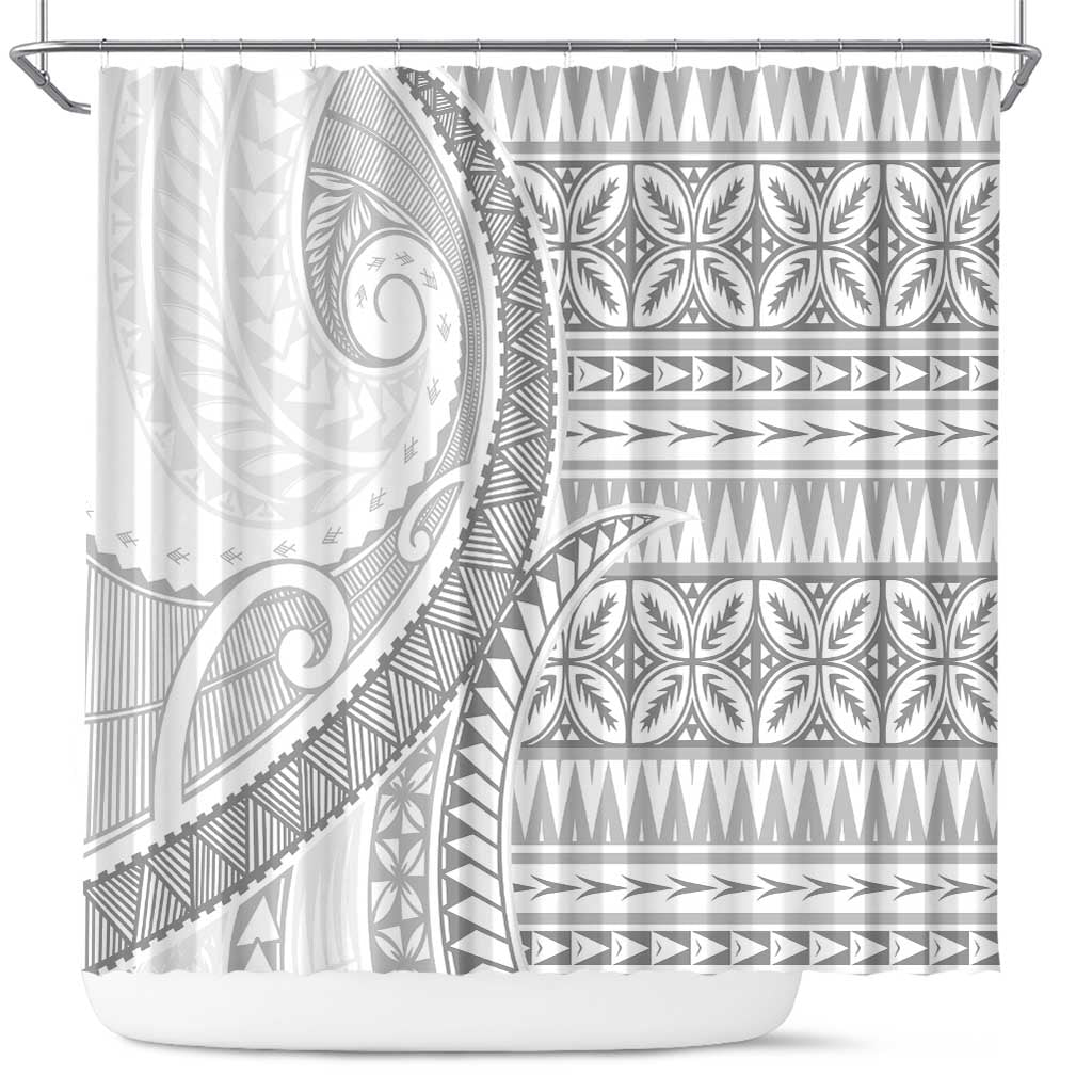 Polynesian White Sunday Shower Curtain Lotu Tamaiti Melanesian Pattern LT9 White - Polynesian Pride