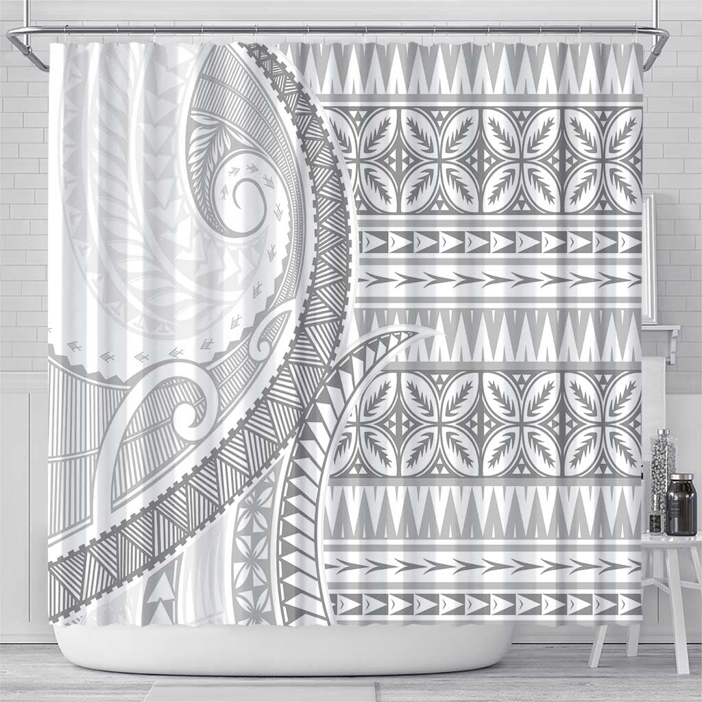 Polynesian White Sunday Shower Curtain Lotu Tamaiti Melanesian Pattern LT9 - Polynesian Pride