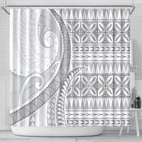 Polynesian White Sunday Shower Curtain Lotu Tamaiti Melanesian Pattern LT9 - Polynesian Pride