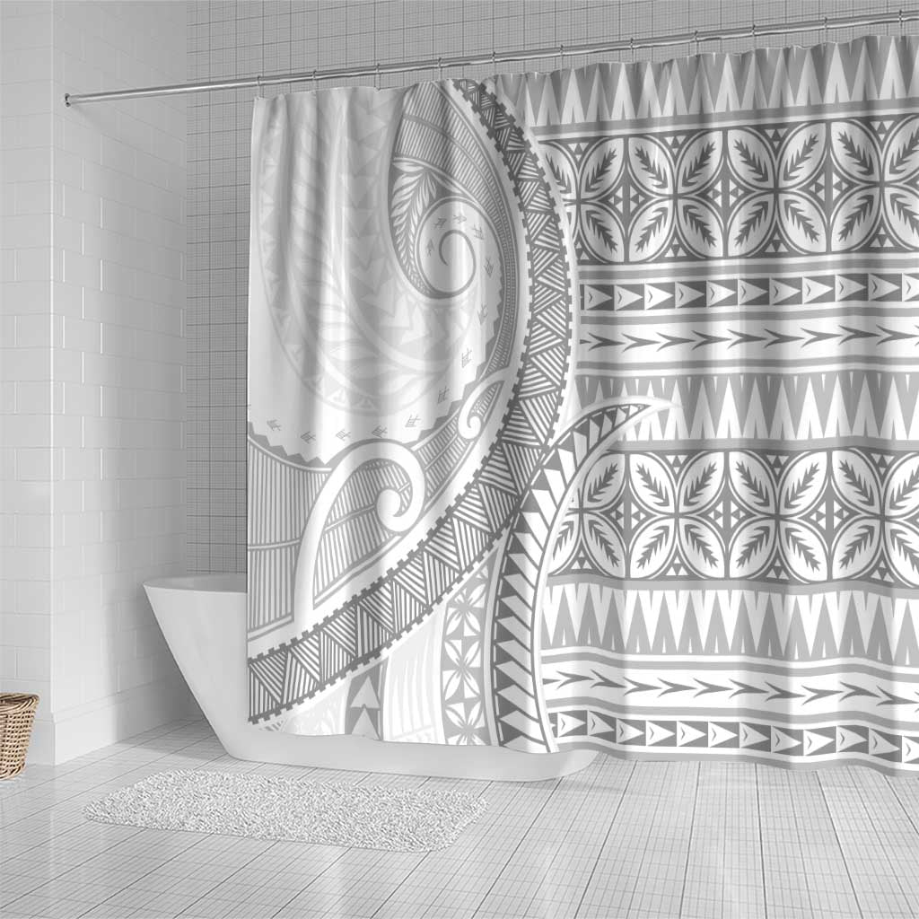 Polynesian White Sunday Shower Curtain Lotu Tamaiti Melanesian Pattern LT9 - Polynesian Pride